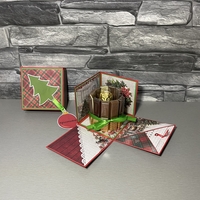 Коледна експлодираща кутия с бонбони и място за паричен подарък