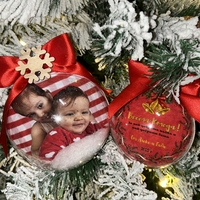 Коледна топка със снимка - 8 см