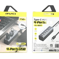 Адаптер USB 2.0 хъб с 4 порта - Тип-C - CL -122T - AWEI - 888070