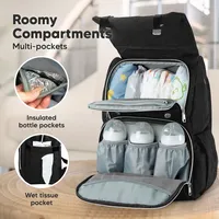 Explorer Diaper Bag Backpack, Changing Pad, Stroller Straps Black