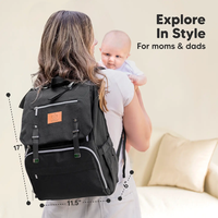Explorer Diaper Bag Backpack, Changing Pad, Stroller Straps Black