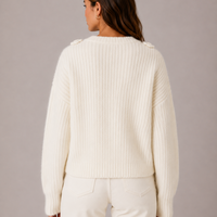 Vero Moda бял пуловер с цветя • L