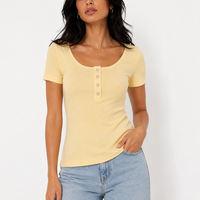 Pieces рипсен топ Pale Banana • S