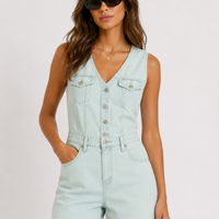 Levi’s светъл denim гащеризон с къс панталон - M
