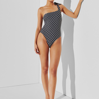 Karl Lagerfeld Monogram Tie Cheeky Swimsuit • S