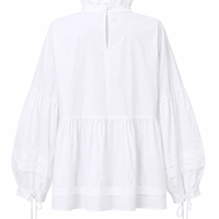 PIECES Ефирна бяла блуза с волани • L Oversized