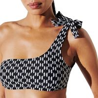 Karl Lagerfeld Monogram One Shoulder Tie Top • M
