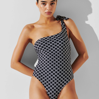 Karl Lagerfeld Monogram Tie Cheeky Swimsuit • S