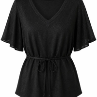 Vero Moda Черна блуза с колан и • M