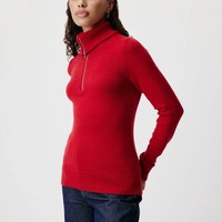 LeGer дамски червен пуловер с цип • 36 / S