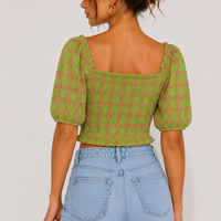ASOS DESIGN кариран къс топ • EU 38