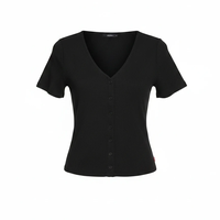 Levi’s черна рипсена блуза с копчета Slim Fit / S