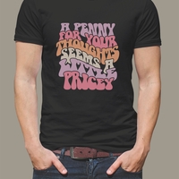 T-shirt “A Penny For Your Thoughts” – Black and white