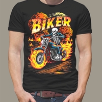 Стилна тениска с уникален дизайн – мотор BIKER