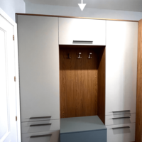 Модул за антре и коридор „Сядане + гръб със закачалки + шкаф + чекмедже“