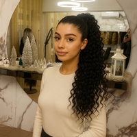 Опашка с ластик /ПРЕМИУМ/ - Черно 60см (КЪДРИЦИ)