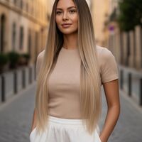 /ПРЕМИУМ/ Цял ред екстеншън от 1 част в цвят - Рус с естествен корен