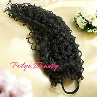 Опашка с ластик /ПРЕМИУМ/ - Черно 60см (КЪДРИЦИ)