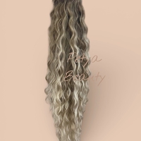 PREMIUM - Луксозна опашка - ШАТУШ РУСО С ТЪМЕН КОРЕН (ВЪЛНИ) с мрежа и ластик