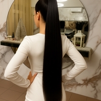 PREMIUM - Луксозна опашка - /ЕКСТРА ДЪЛЖИНА/- ЧЕРНО с мрежа и ластик