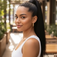 PREMIUM - Луксозна опашка - ЧЕРНО 55см с мрежа и ластик