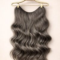 /ПРЕМИУМ/ V образен екстеншън от 1 част в цвят - Светло кафяво/пепелно (вълни)