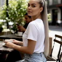 Нов вид Опашка с ластик - Сиво омбре