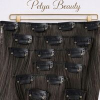 Комплект екстеншън от 7 части - ОМБРЕ СИВО С ТЪМЕН КОРЕН