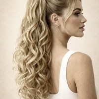 Опашка с шнола - Бежово русо с бели кичури (вълни)