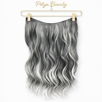 Екстеншън на цял ред V /ПРЕМИУМ/ - СИВО С БЕЛИ КРАИЩА (ВЪЛНИ)