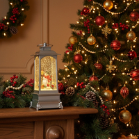 Коледна декоративна лампа със снежен човек в сребристо