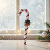 Празнична коледна декорация захарно бастунче