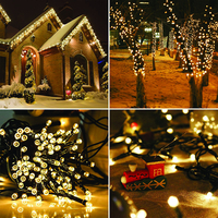 Соларни коледни лампички 12 метра 100 лампи 4 цвята по избор