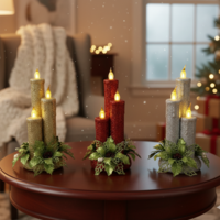 Коледна магия с три бляскави LED свещи