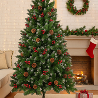 Изкуствена елха Luxury Diamond с червен глог и шишарки