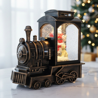 Коледна декорация - светещ ретро влак със снежинки