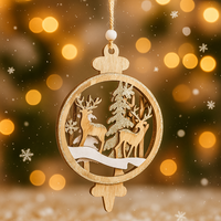 Дървена украса със северни елени за елха