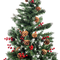 Изкуствена елха Luxury Diamond с червен глог и шишарки