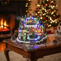 Празнична коледна сцена с LED осветление – Ръчно изработена декорация