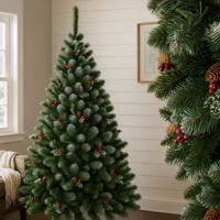 Изкуствена елха/борче с червен глог и шишарки