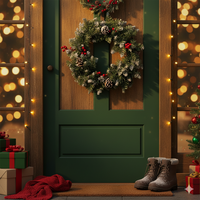 Коледен венец с шишарки и червени плодчета