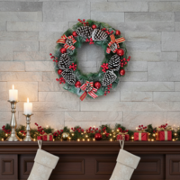 Красив голям коледен венец с шишарки 60 см