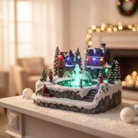 Коледна декорация със светлини и воден фонтан – зимна приказка за вашия дом