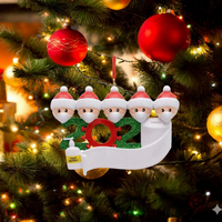 Коледен орнамент за надписване Семейство с маски MAXORA 2022 Covid