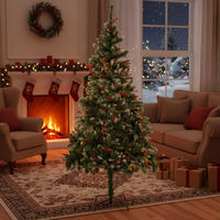 Изкуствена елха Luxury Diamond с червен глог и шишарки