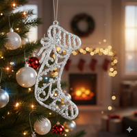 Коледна блестяща украса за елха във форма на Коледен чорап