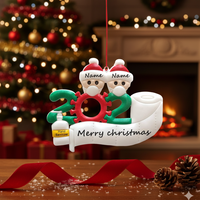 Коледен орнамент за надписване Семейство с маски MAXORA 2022 Covid