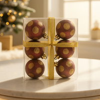 Комплект перлени коледни топки – 6 броя в различни цветове + подарък 6бр златисти топки SD31