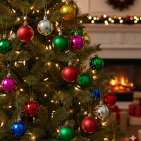 Празничен комплект от 12 бр. цветни топки в разнообразие от цветове и размери