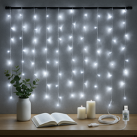 Светещи LED лампички тип завеса с USB зареждане